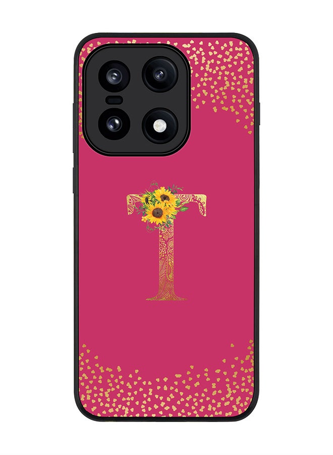 Stylizedd For OnePlus 15 Case,Slim fit Camera Protection, Shockproof Thin Phone cover  - Custom Floral Monogram - T ( Deep Pink ) - Image 1